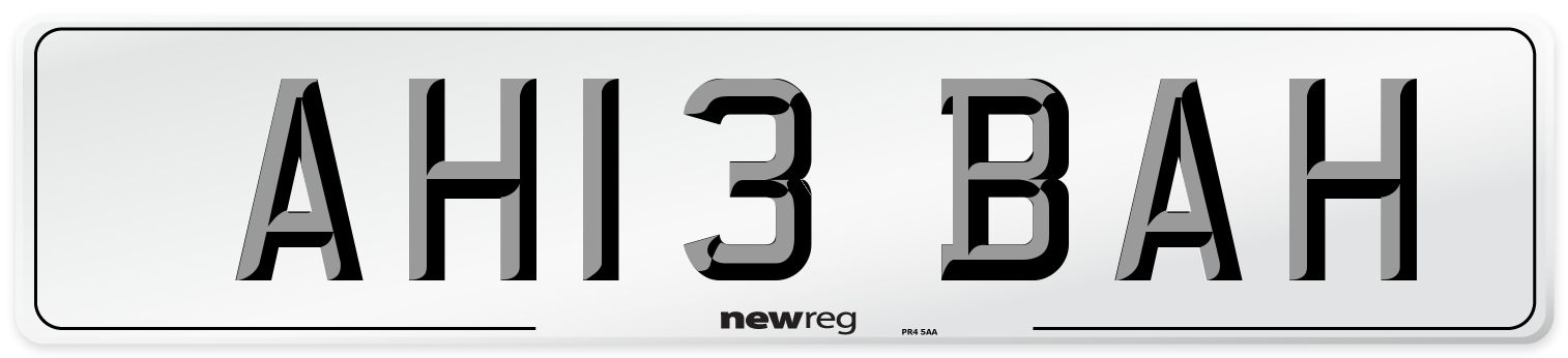 AH13 BAH Number Plate from New Reg